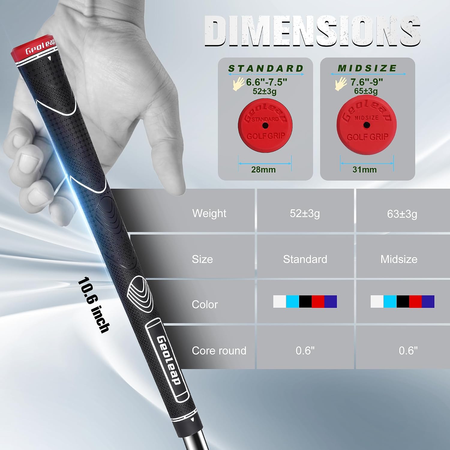 Geoleap Thumb-Rest Soft Rubber Golf Grips