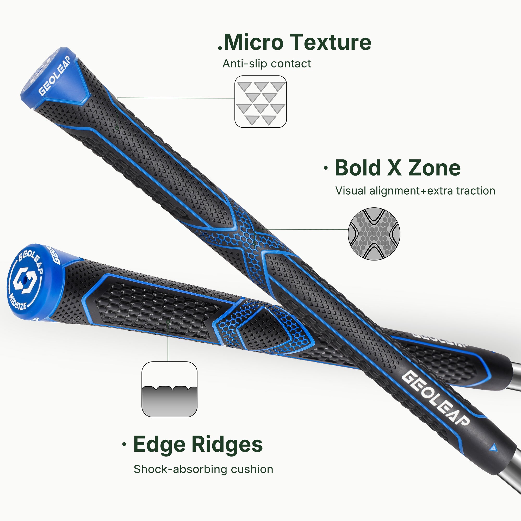 FEEL-ACX features — Micro Texture, Bold X Zone, Edge Ridges