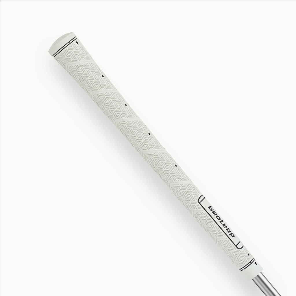 White · Geoleap FEEL-M golf grip — angled