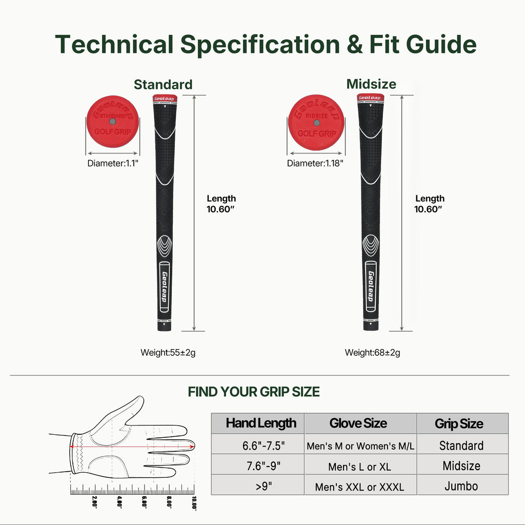 FEEL-T technical specification and fit guide — Standard, Midsize
